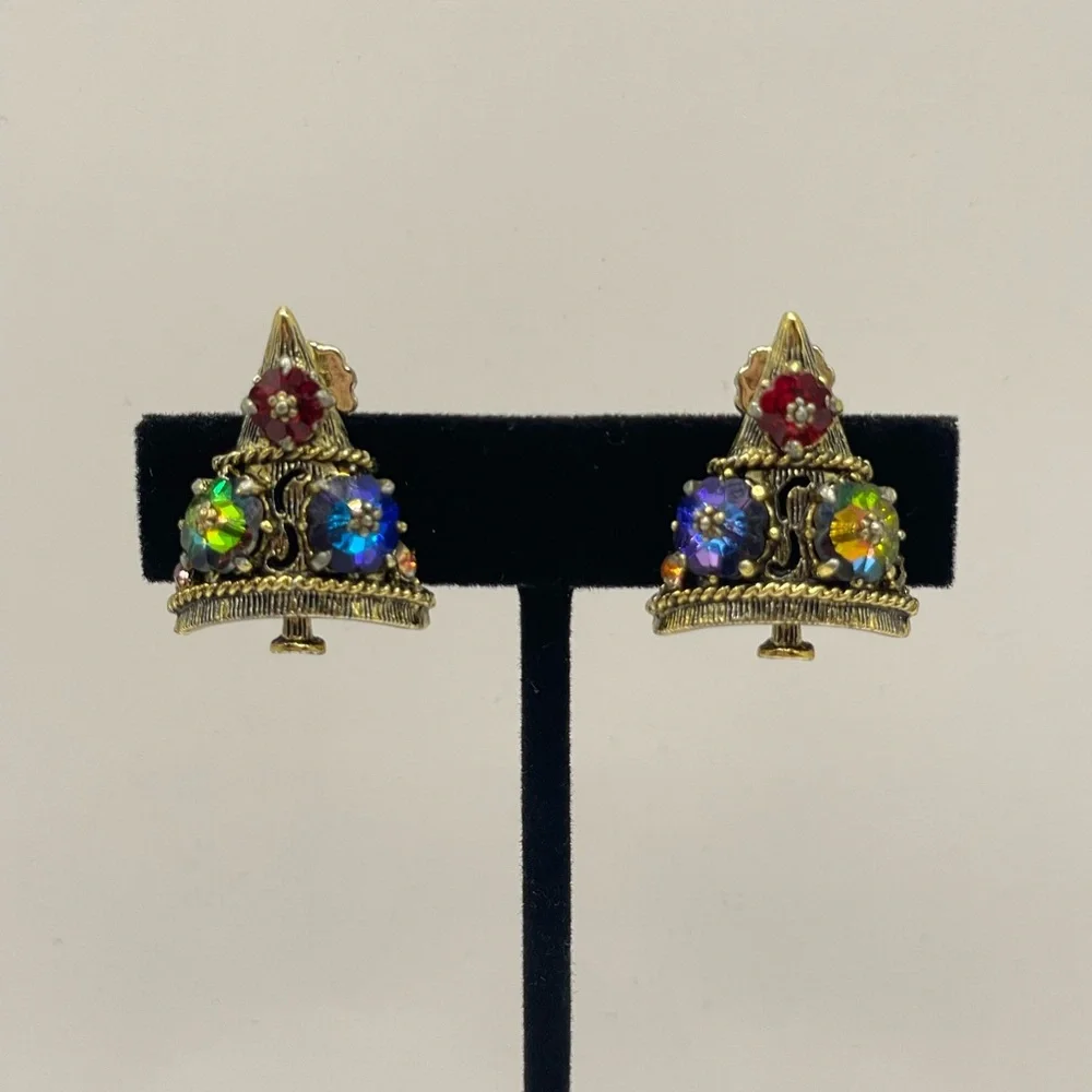 VINTAGE Christmas Tree Clip-On Earrings